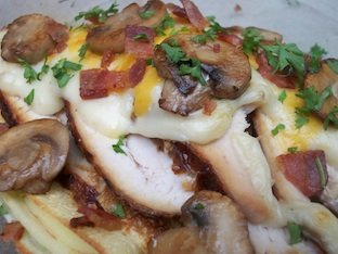 turkey and cheese sauce over crepes