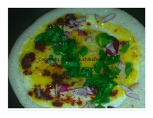 finished crepe with egg and tomato relish