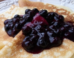 buttermilk crepes with blueberry sauce
