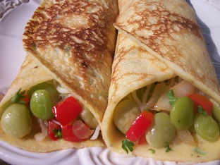 butter beans in corn crepes