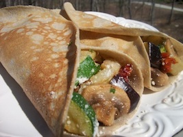 Sautéed Eggplant, Zucchini and Mushroom Crepes