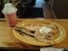 Apple Turnover Crepe with a Strawberry Banana smoothie