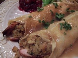 Roasted Turkey Crepes with Dressing